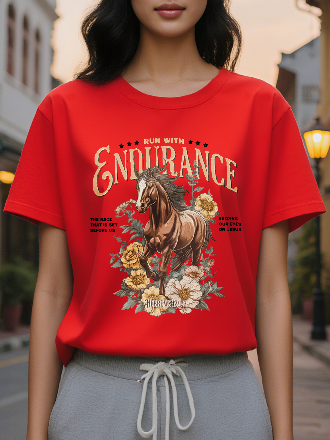 New women's casual sleeve T-shirt cotton fiber square meters knitted fabric letter pattern regular length