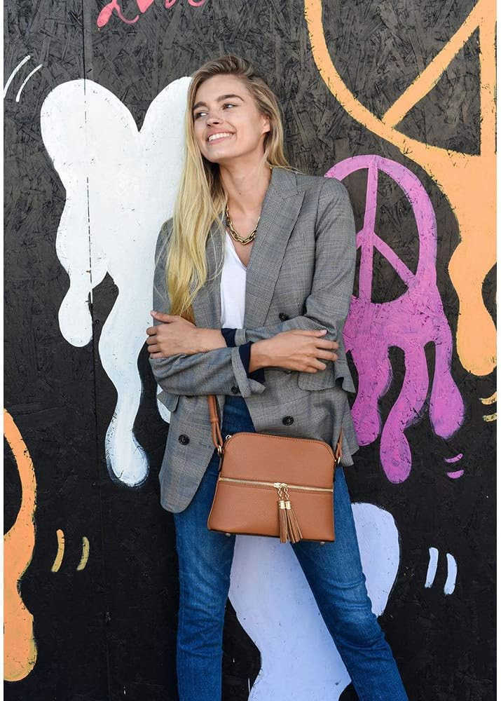 Lunar Lightweight Medium Dome Crossbody Bag Shoulder Bag with Tassel Zipper Pocket Adjustable Strap Z250909