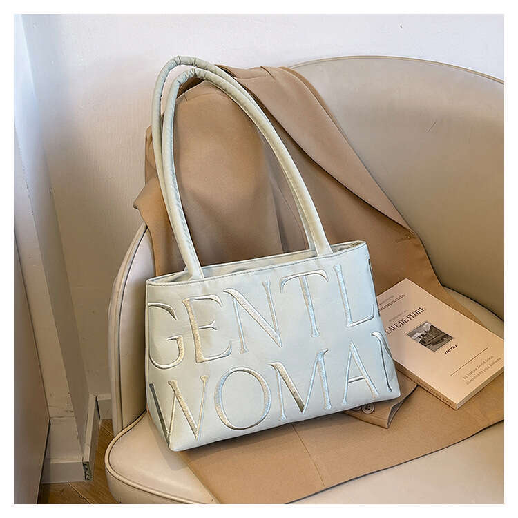Spring and Gentle Woman Niche Casual Colorful Nylon 2025 New Embroidered Letter Single Shoulder Bag