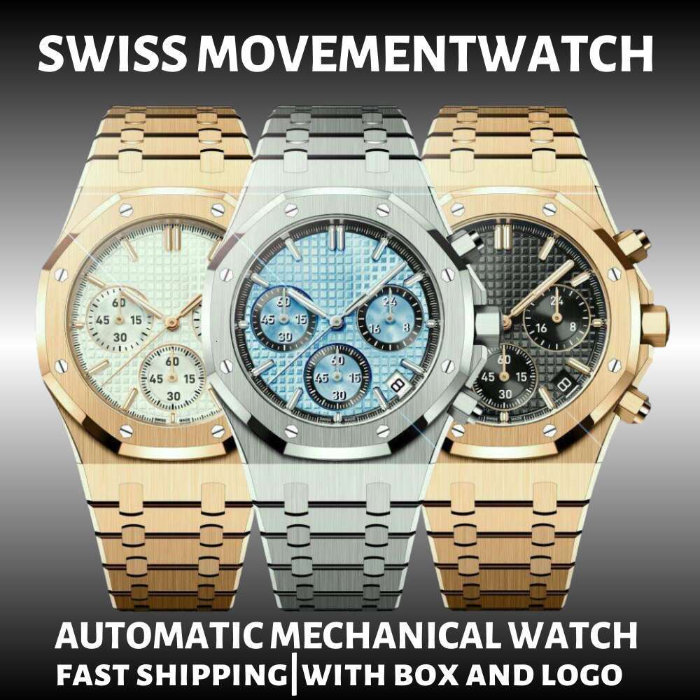 Audermarly Piquetly Watches Designer Mens Watch Automatic Mechanical/quartz Watch Checkered Dial Six Needle Calendar Timing Function Audemares Piquetly