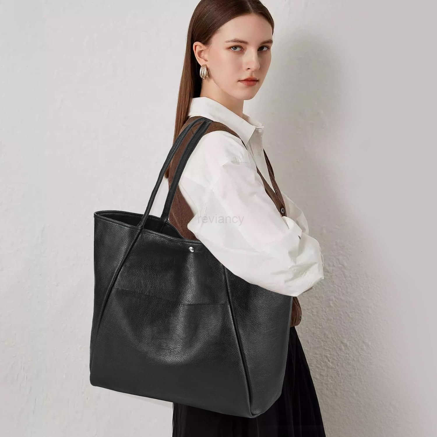 Large Tote Bag for Women Work 25L Travel Vegan Leather Ladies Handbags Weekender PursesW250904