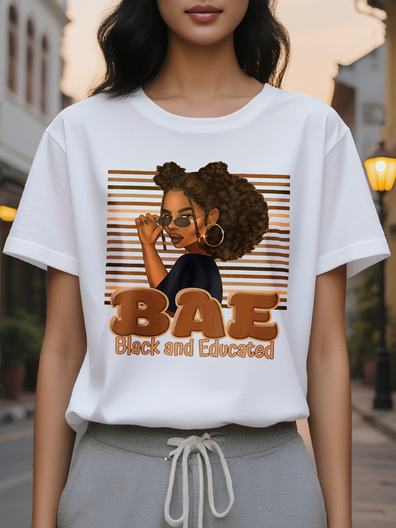 ibrant Tsartun Tshirts Letter Print Crew Neck T Shirt Soft Mid Elasticity Cotton Fabric hine Washable Regular