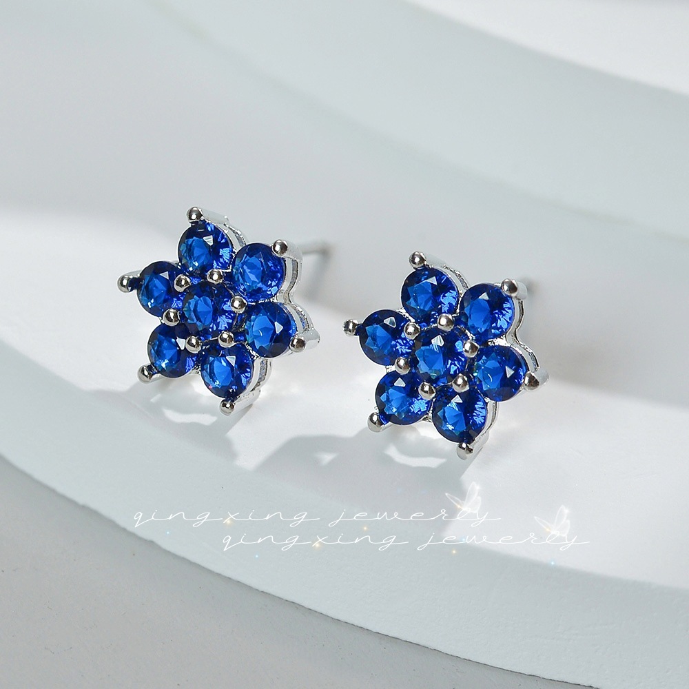 New Flower Colorful Zircon Earrings Classic Designer Luxury Free Shipping Floral Earrings Cross-border Hot Sale Christmas Snowflake Fashion Earrings