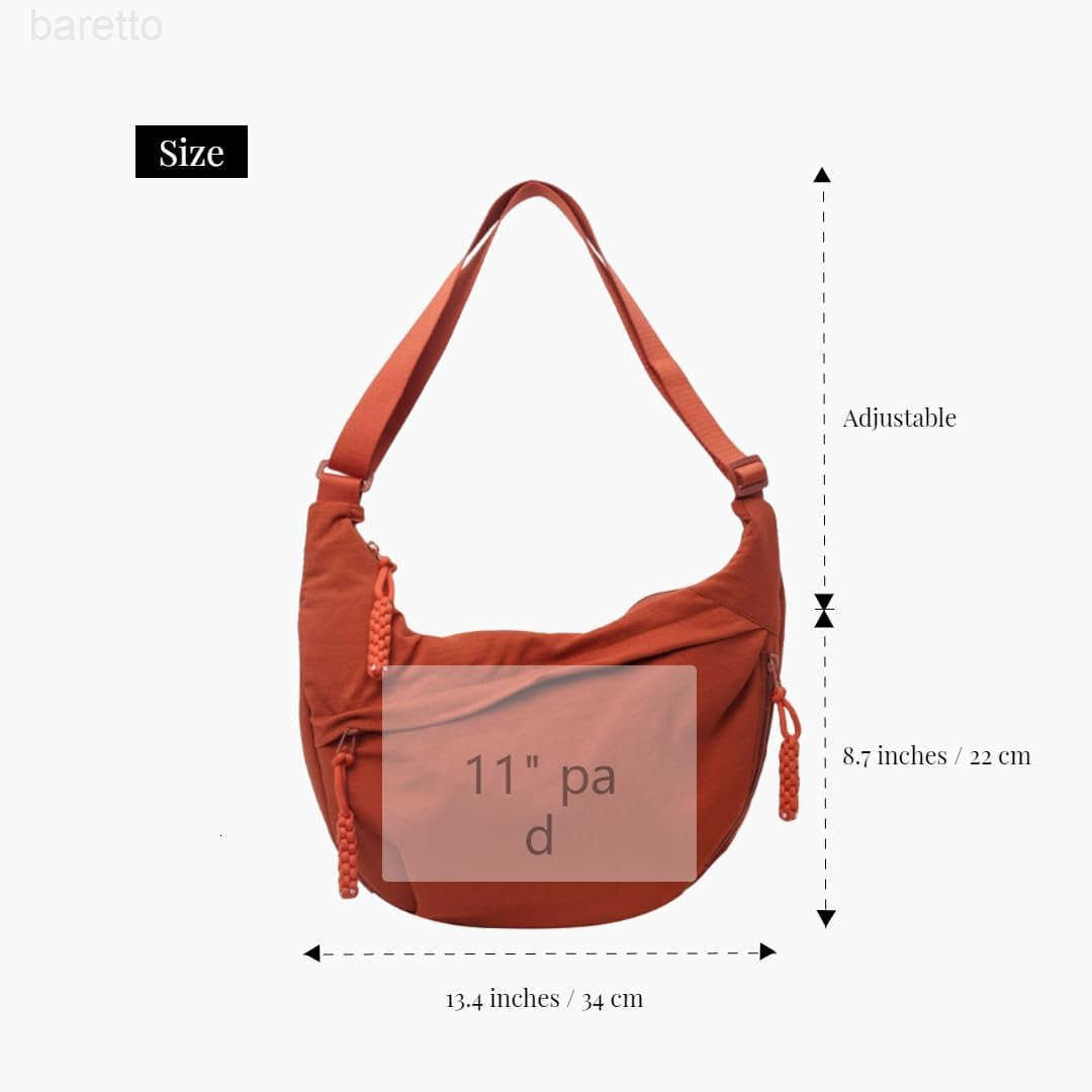 Nylon Crossbody Bags for Women Trendy Medium Crescent Bag Lightweight Woman Over Shoulder Purse with Zipper M250903