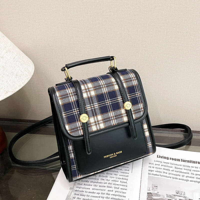 2025 New Women's Color-Block Handbag and Backpack Niche Design British Style Versatile Bag