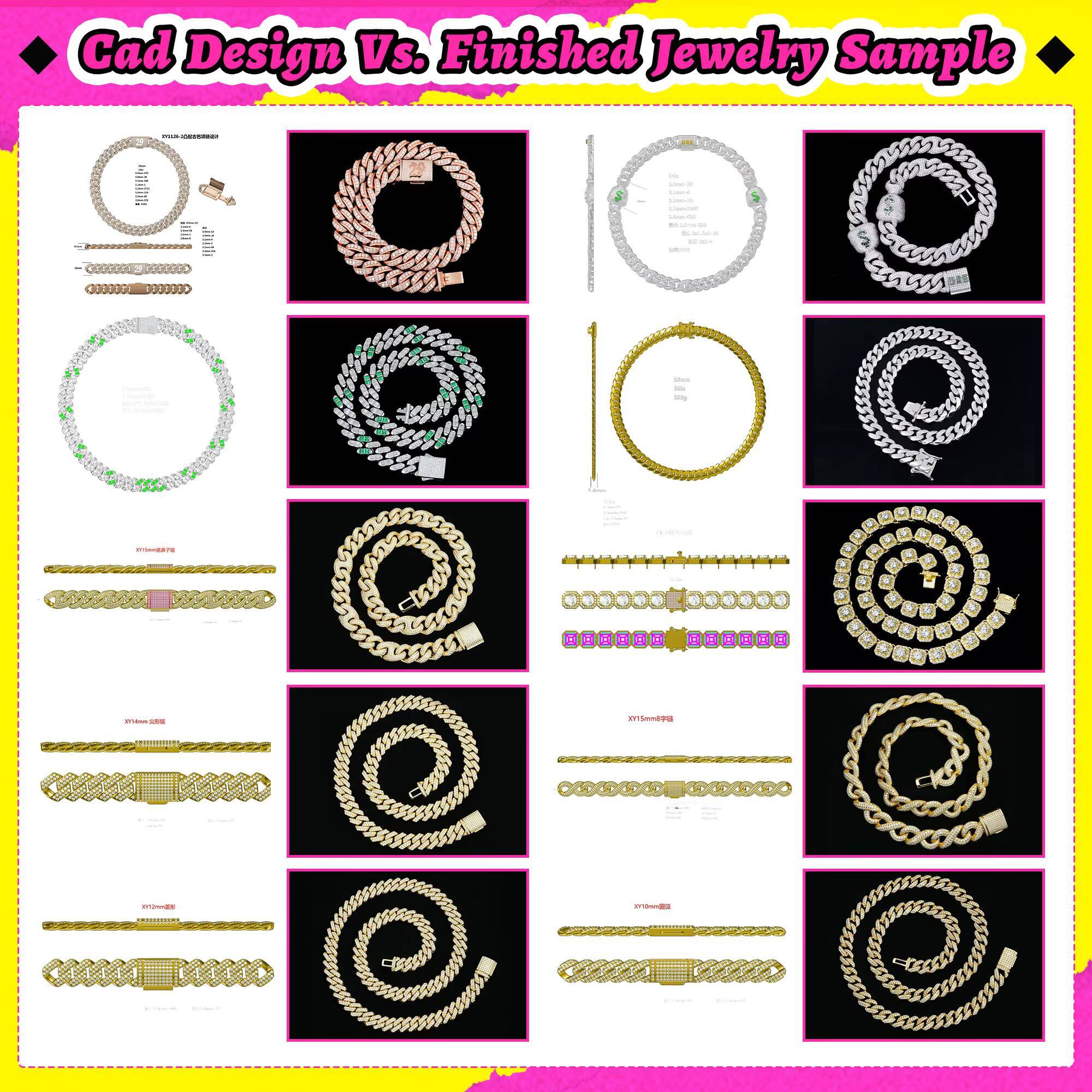 Hip Hop Mossanite Iced Out Jewelry Wholesale Men 925 Sterling Silver Gra Certified Diamond Moissanite Cuban Link Chain Necklaces