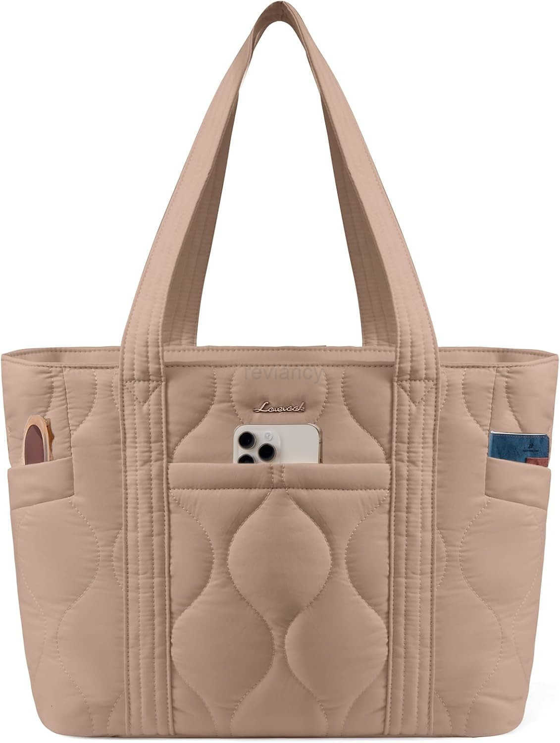 Tote Bag for Women Puffer Quilted Work Travel Shoulder Bag with Zipper for Daily Nurse TeacherW250904