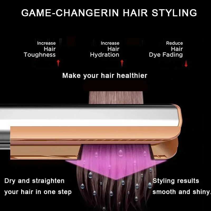 2 IN 1 Professional Hair Straightener Hair Dryer Negative Ion Iron Long Lasting Styling Tool Wet and Dry StraightenerW250904