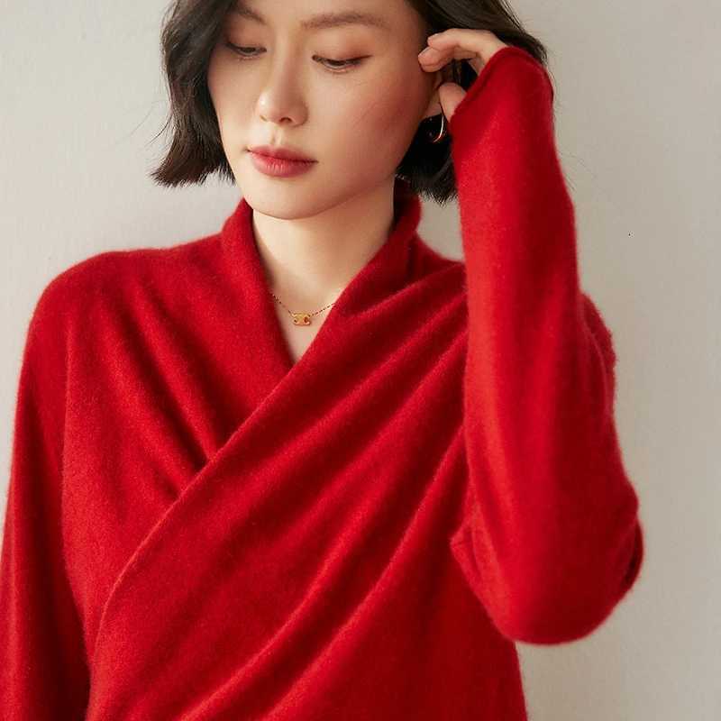 Autumn New 100 Pure Cashmere Knitted Sweater Women High Quality VNeck Pullover Female Winter Fashion Clothes Girls Tops M250904