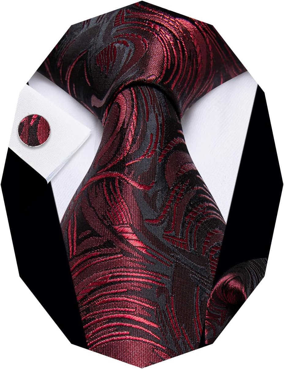 Tie Sets Floral Necktie Handkerchief Cufflinks Set Silk Woven Ties Business Wedding PartyW250904