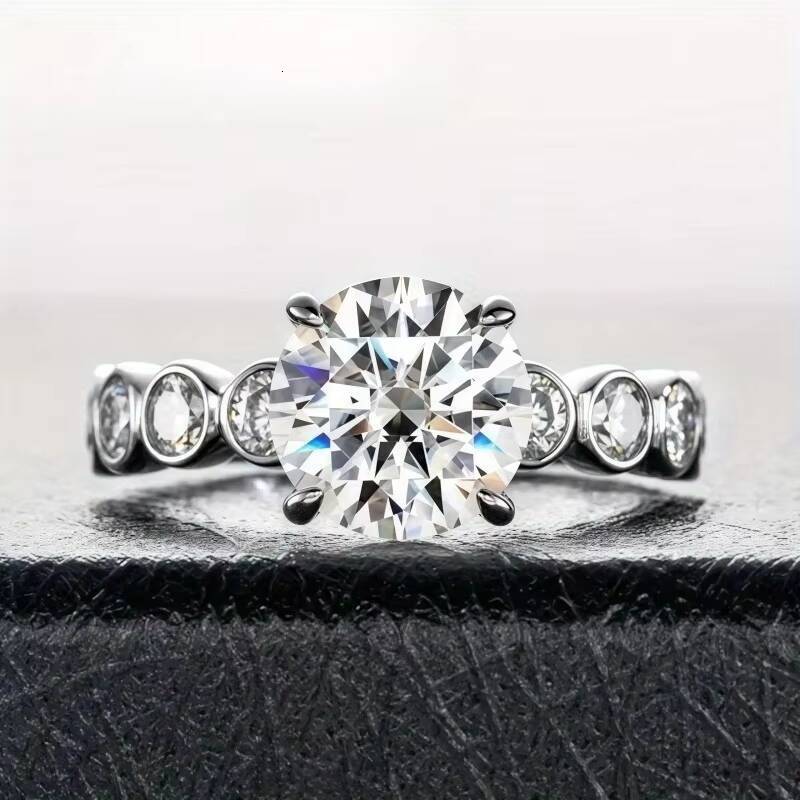 Trendy Engagement 3Carat Moissanite Wedding Anniversary Party Ring in Gold Plated Elegant Moissanite Ring