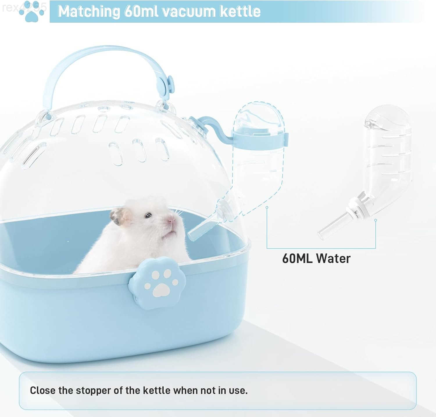 Small Animal Carrier Cage with Water Bottle Portable Hamster Travel Carrier Carry Case 724 L669 W 642 H for Small Pets Gerbils Mice Dwarf Hamster Blue