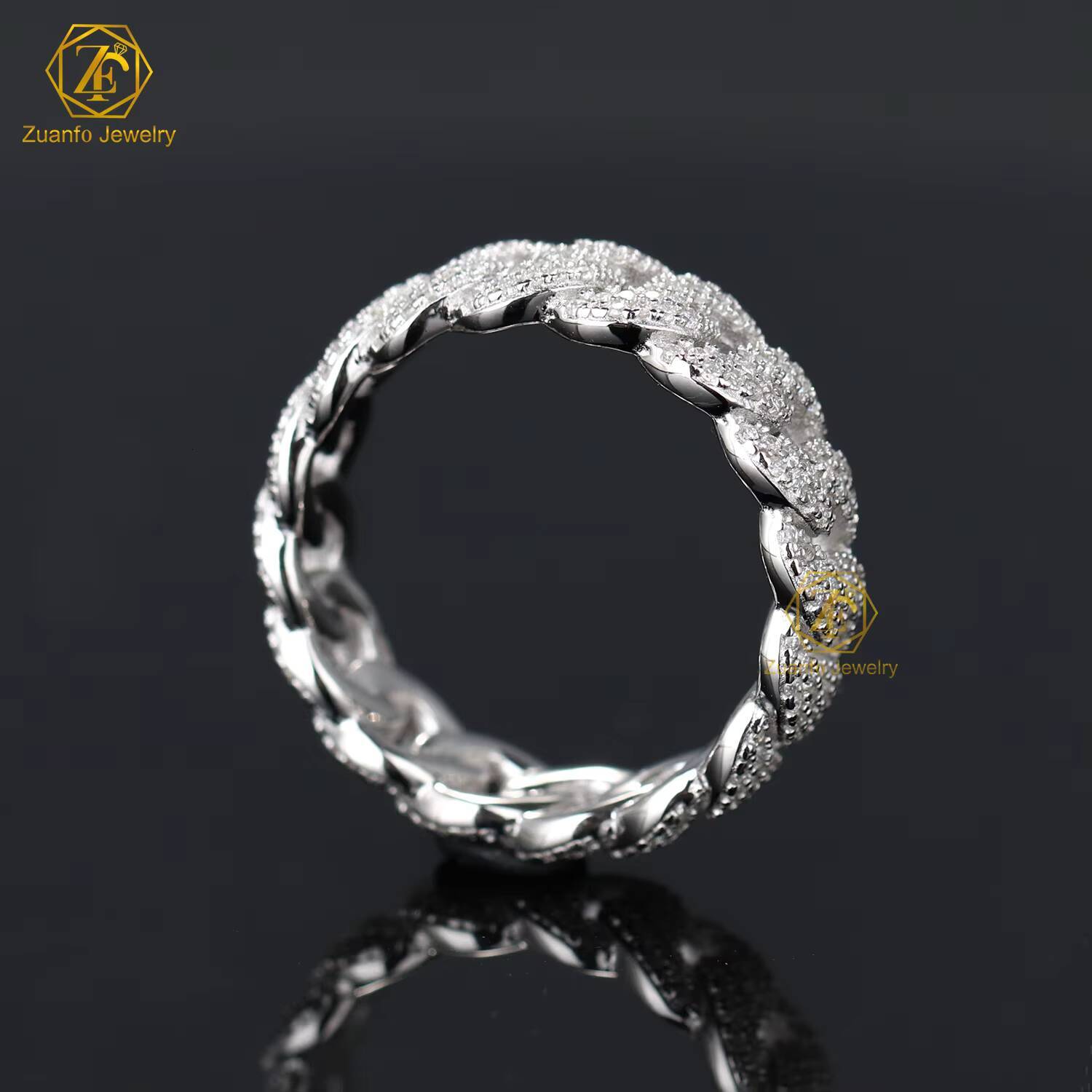 Bandwidth Miami Cuban Link Ring Round Brilliant Cut Lab Grown Diamond Cuban Ring Hiphop Style Ring Hiphop Jewellery Gift