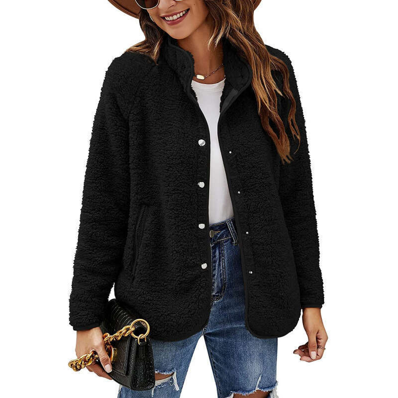 Women's Clothing Autumn Winter New Furry Jacket Coat Single-Breasted Casual Top