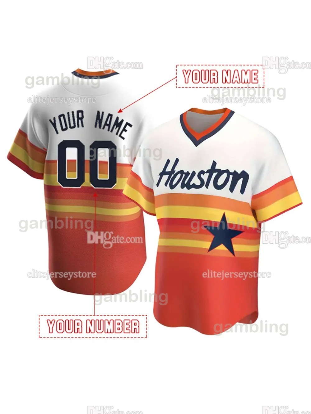 Personalized Custom Baseball Jersey Jose Altuve Jeremy Pena Yordan Alvarez Meyers Abreu Embroidered Letter Number Design3