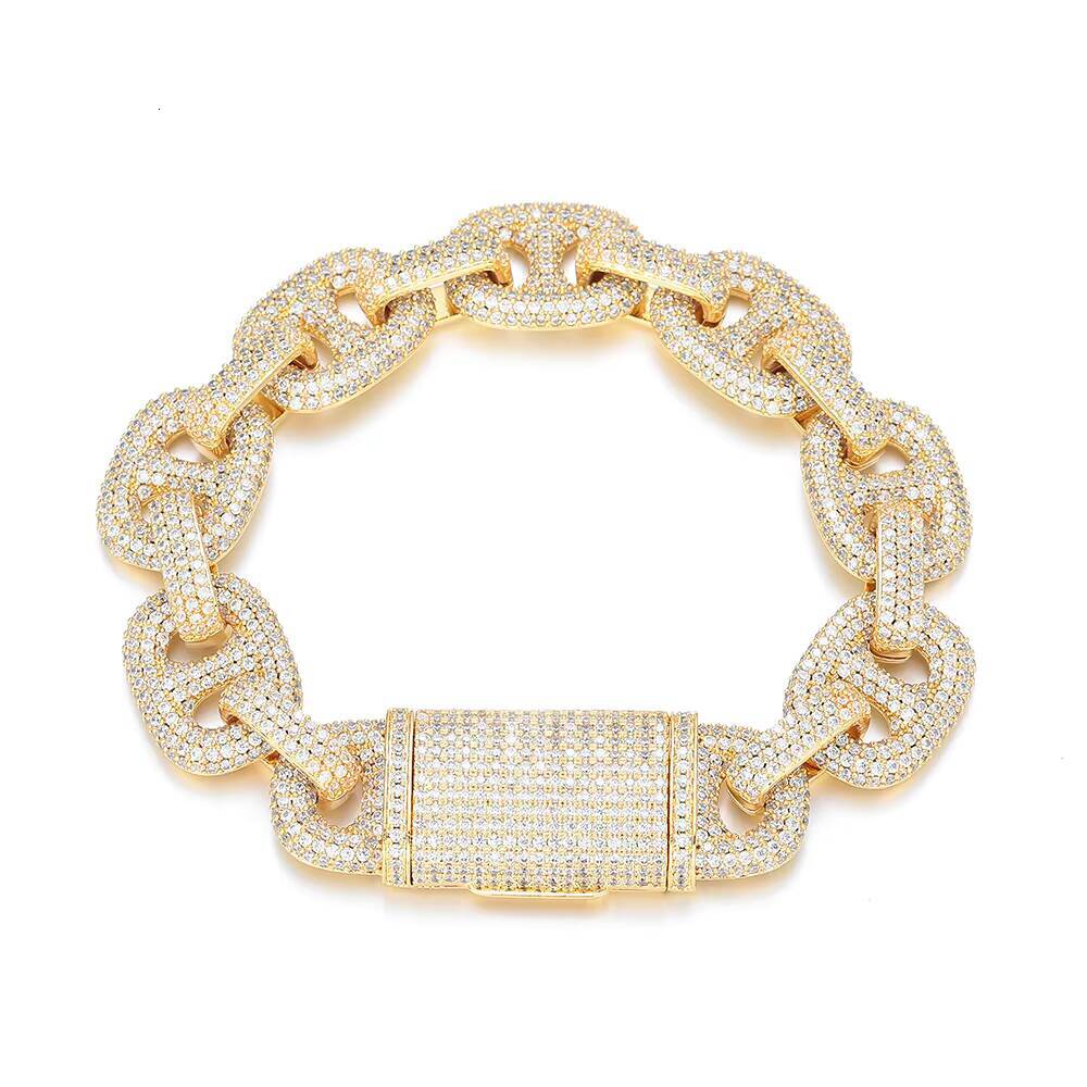 Fine jewelry; ice cube decoration bracelet; shiny diamond 8-gauge Cuban chain bracelet; 925 silver hip-hop jewelry; unis