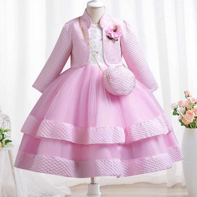 New Autumn/Winter Long Sleeve Party Dress Elegant Girl Embroidery Christmas Performance Dress Gift Bag for Children Aged 3-11 Z250904