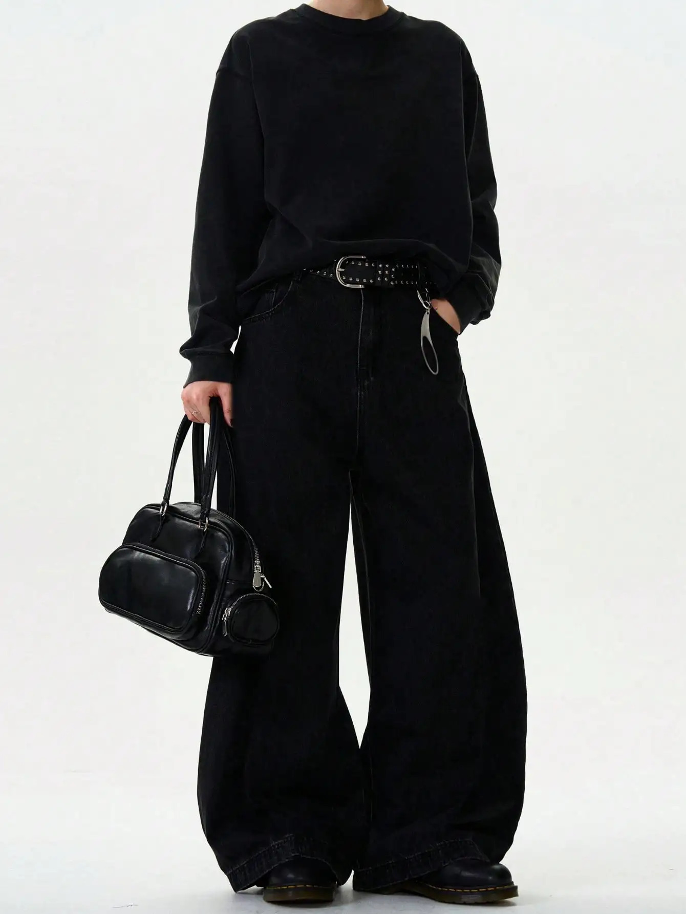 High Streets Summer Mens Jeans American Wide Leg Curved Knife Denim Pants Loose Solid Color Male Trendy Trousers 250823Z