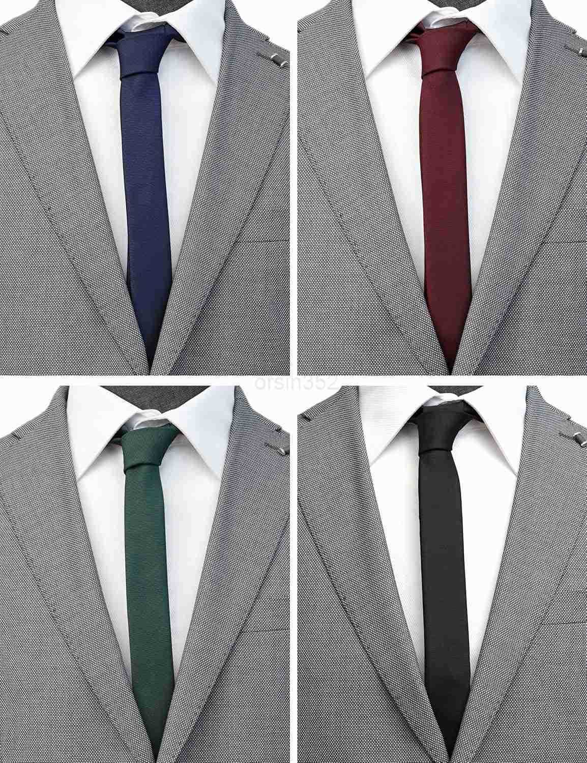 Ties for Men Solid Slim Retro Ties Basic Colors Ultra Thin Ties Pack of 4 or 2W250904
