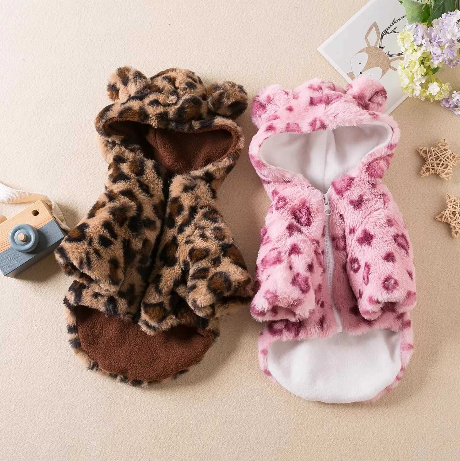 Dog clothes spring and autumn clothes leopard print hooded coats cat clothes thickened teddy schnauzers Pomeranians pet fa W250904