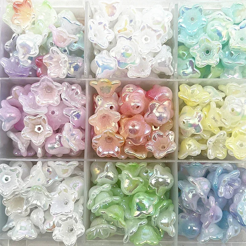 50pcs 7x1m Gradual Change Acrylic Bellflower Beads Caps Jewelry Findings Charms Bracelets Spacer for Making 250828
