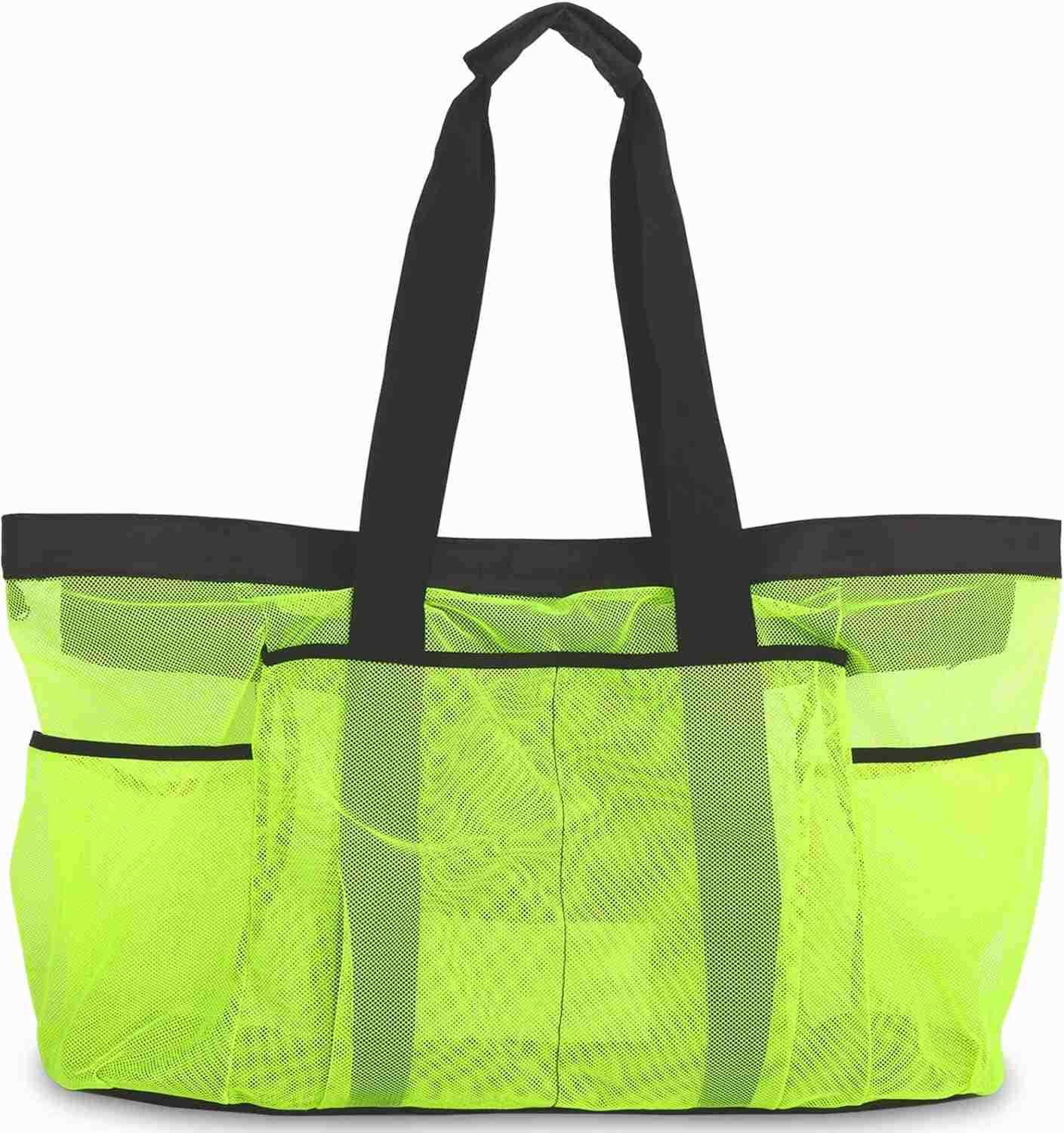 Large Beach Bag Mesh Tote with Zipper and Pockets Ideal for Your Family CruiseBeach Vacation EssentialsW250904
