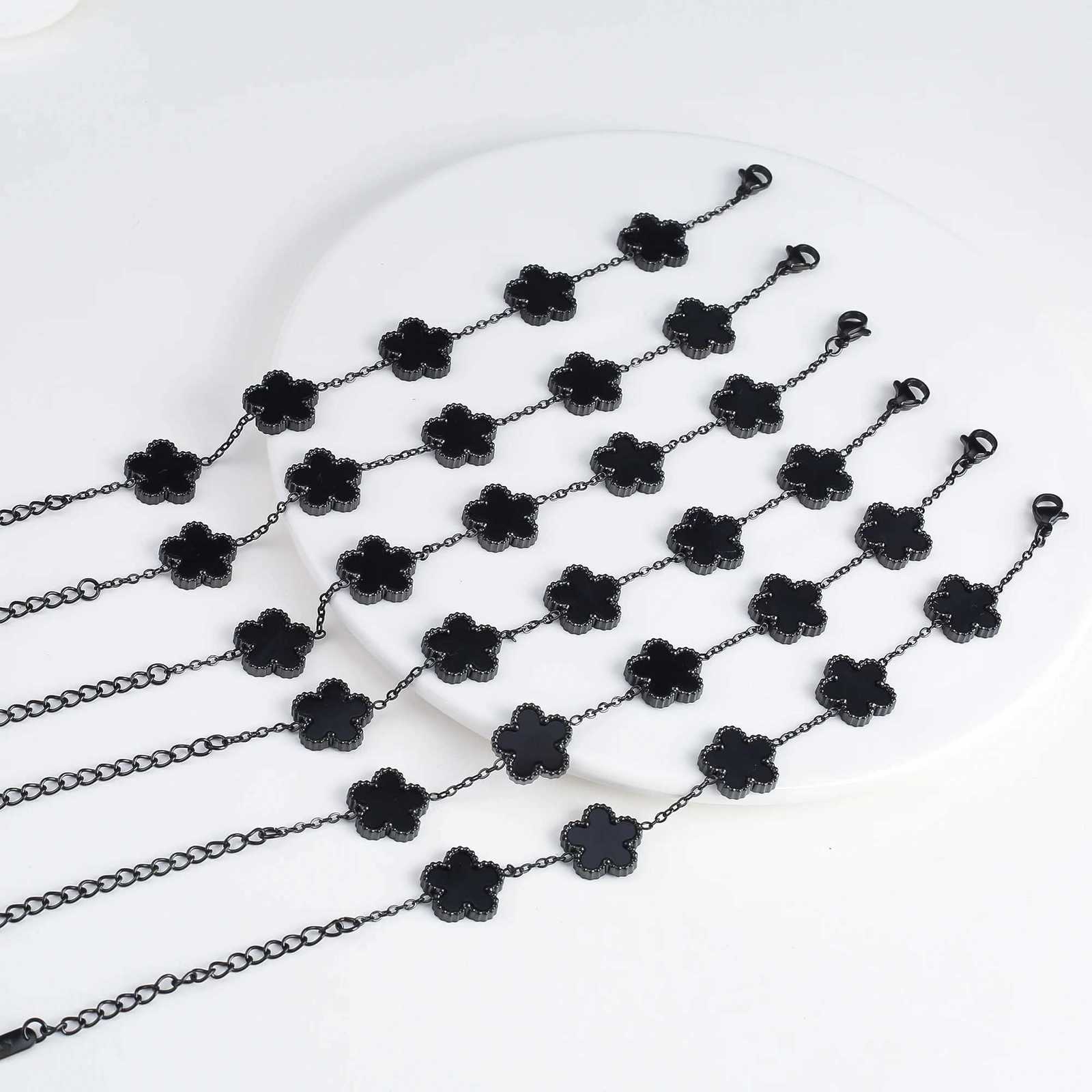 Light Luxury Fashion Stainl Steel Five Flower Adjustable Bracelet Vintage for Men Women Fashion Wrist JewelryXJ250904