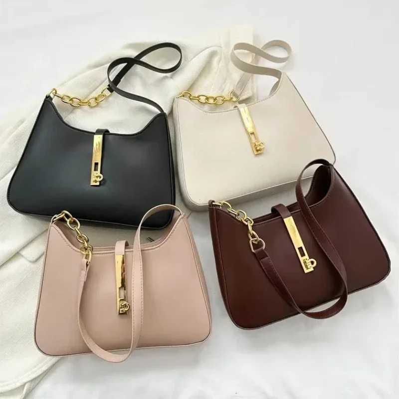 PU Leather Shoulder Bag for Women Casual Solid Color Design Handbags Purse 2025 Fashion Shopper Clutch Womens Bags Z250903