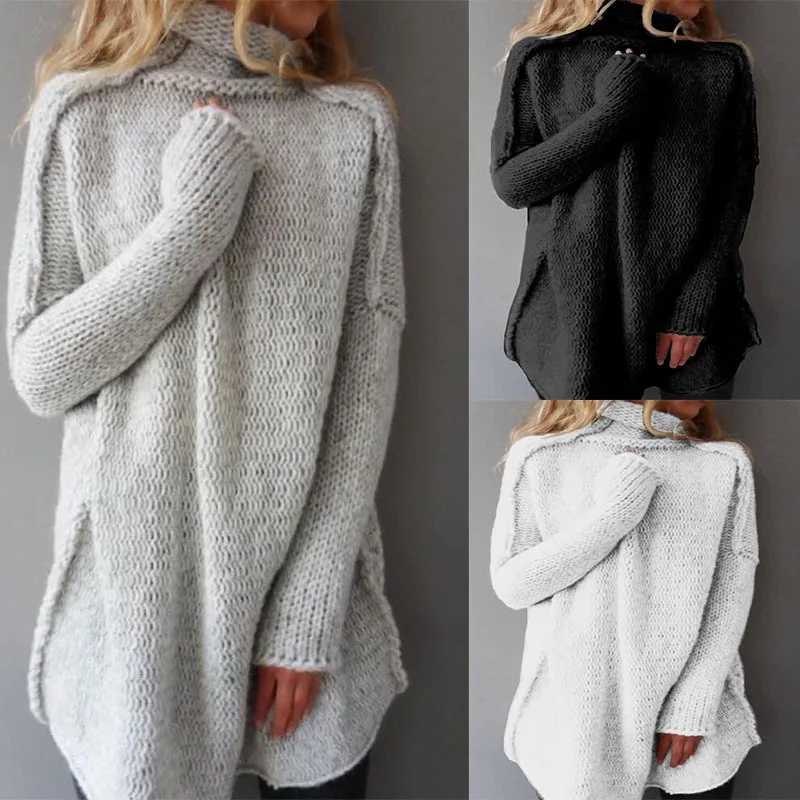 New Womens Sweater Stacked Collar Sweater Three Needle Craft Long Sleeve Sweater for Women M250904