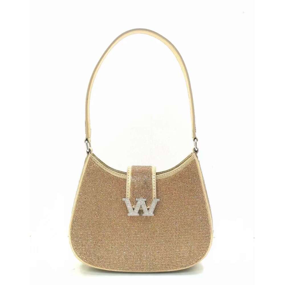 Fashion Simple Rhinestone Single Shoulder French Underarm Women Classic Mini Crescent Bag Wedding Handbag