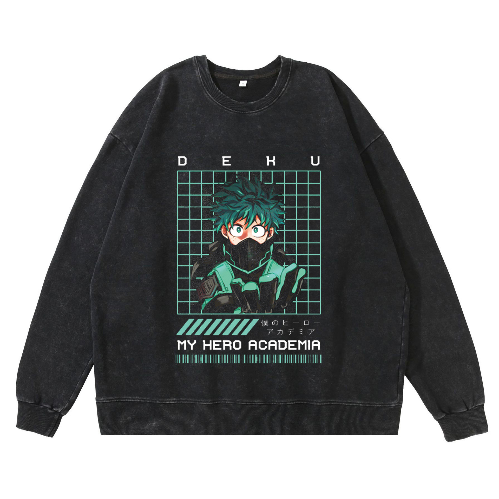 New Washed Vintage Dark Hero Academy Cartoon Anime Print Street Retro Hoodie Streetwear Hoodie - TT8097