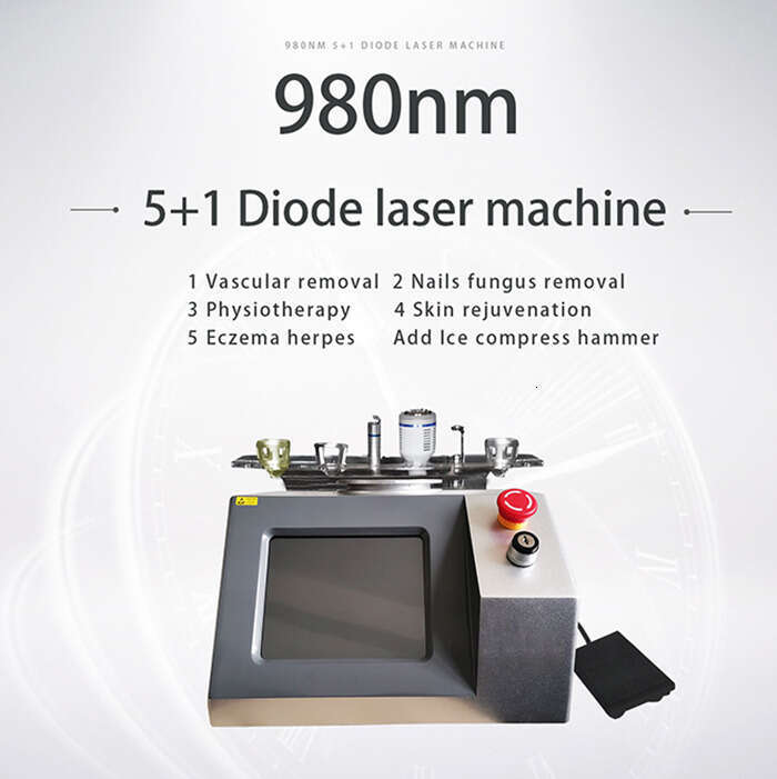 Advanced 6 In 1 Diode Laser 980Nm Vascular Therapy Redness Swelling Treatment Eczema Herpes Therapy Physiotherapy Equipment With Cold Hammer