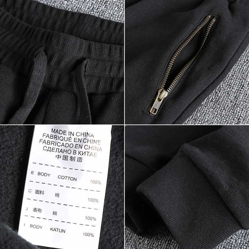 Autumn Winter American Retro Thick Sweatpants With Velvet Mens Pure Cotton Washed Heavyweight Knitted Sports Ankletied PantsXJ250904