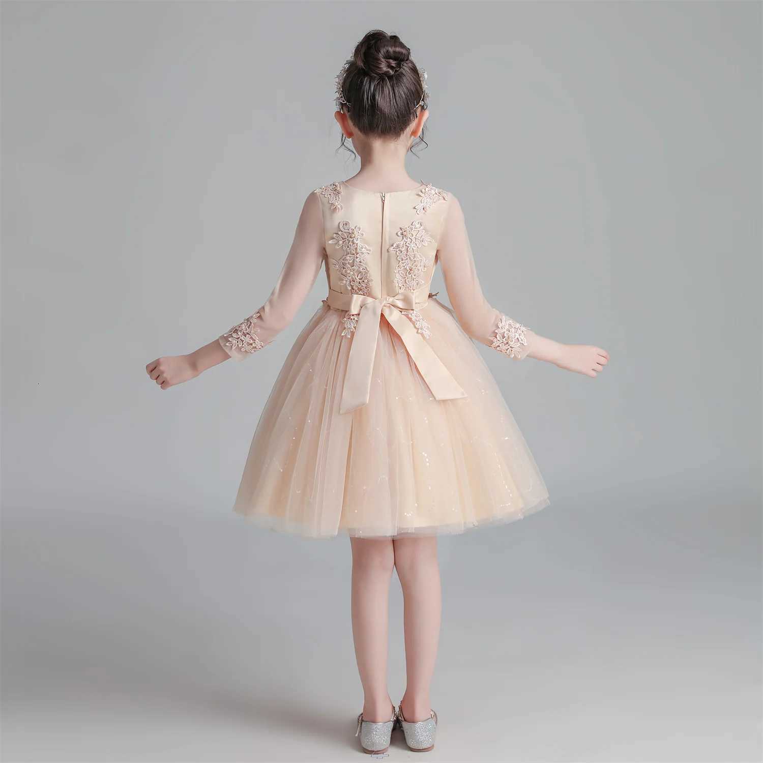Kids Dresses For Girls Flower Lace Tulle Dress Wedding 3-10 Years Girl Ceremony Party Birthday Gown Children Casual Clothing Z250904