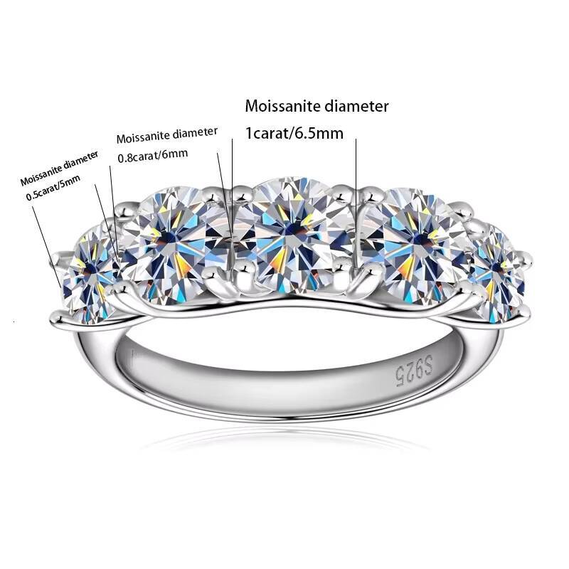 S925 Sterling Silver 36 Moissanite Moissanite FiveStar Ring Classic Fashion HighEnd Luxury Couple Model