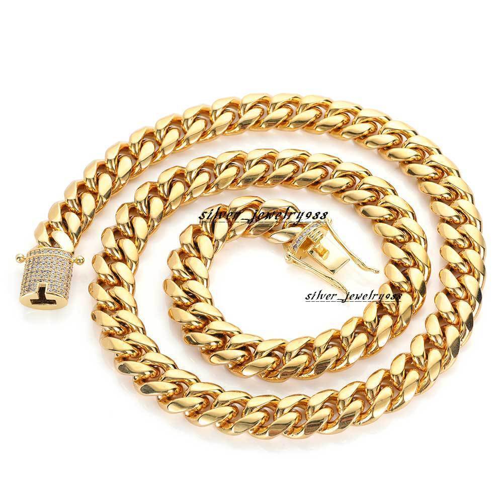 Wholesale New Heavy Cuban Link 18K Real Gold Hip Hop Chain Necklace