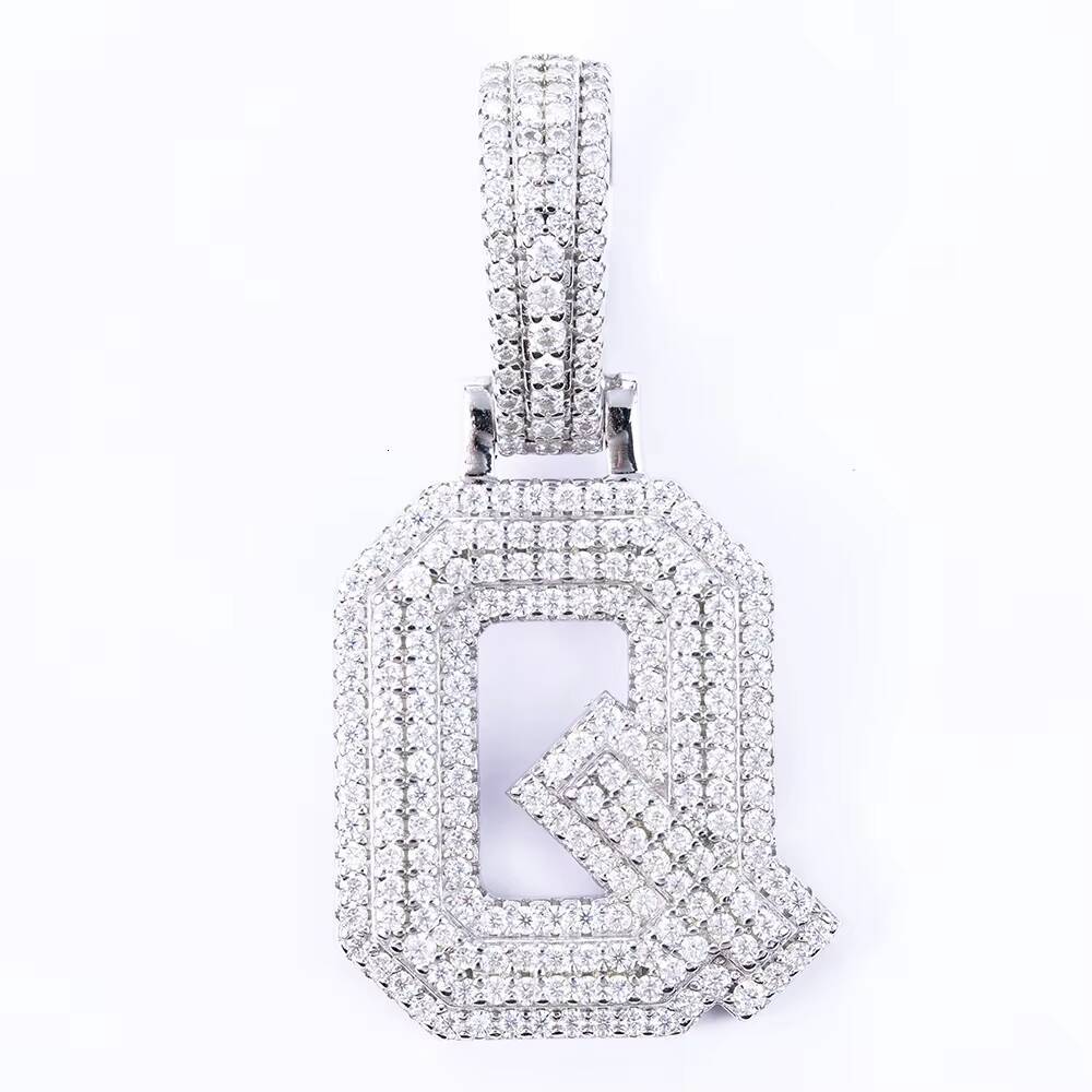 Pass Diamond Tester Men Women Sterling Silver Mossanite Hip Hop Jewelry Round Iced Out Moissanite Q Letter Pendant for Chain