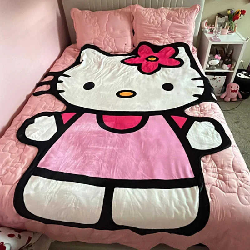 Sanrio Hello Kitty Halloween Blanket Flannel Throw Blanket Lightweight Blankets Soft Cozy for Bed Decor Home Bedsqread Christmas Gift L250904