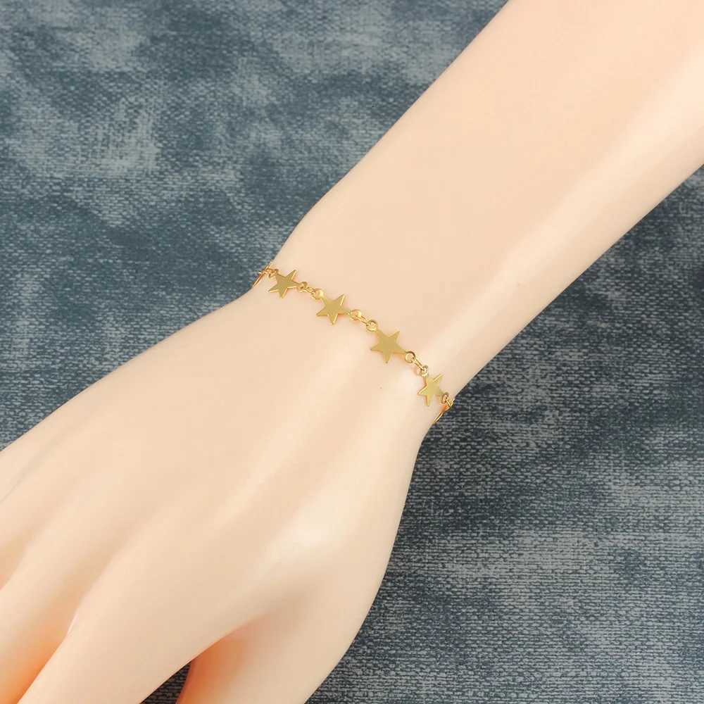 Stainless Steel Chain Bracelet For Women Silver Gold Color Charm Cross Star Female Trendy Jewelry Wholesale 7 8 9 Inch W250904