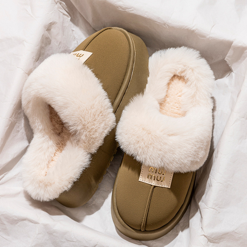 2025 cotton slippers for women warm fleecelined thicksoled plush slippers for students suitable for autumn and winter