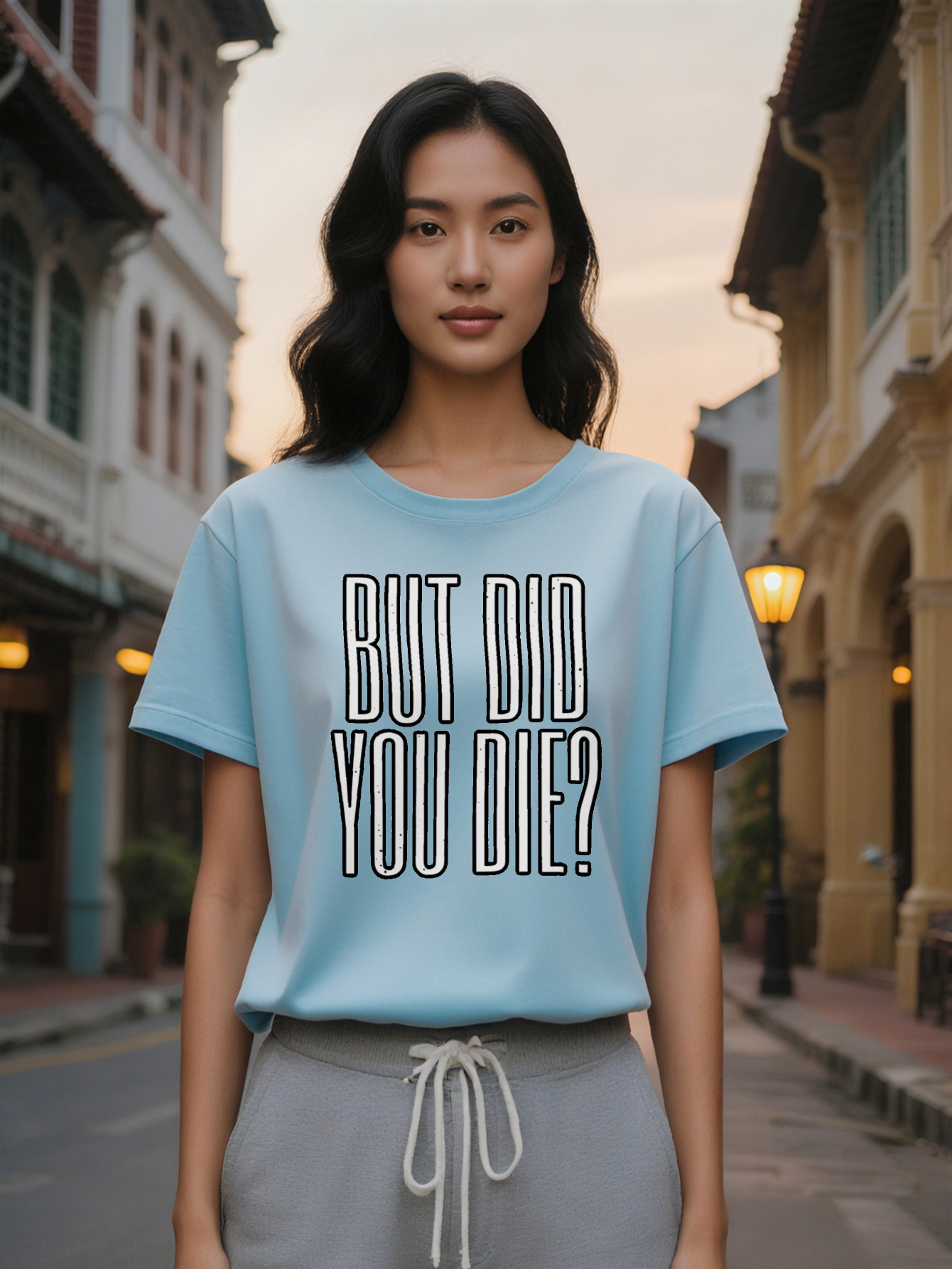 Large XL Women's Casual Crew Neck T-Shirt with Bold But Did You Die Letter Print Regular Fit Ideal Gift for Him Summer Plus Size