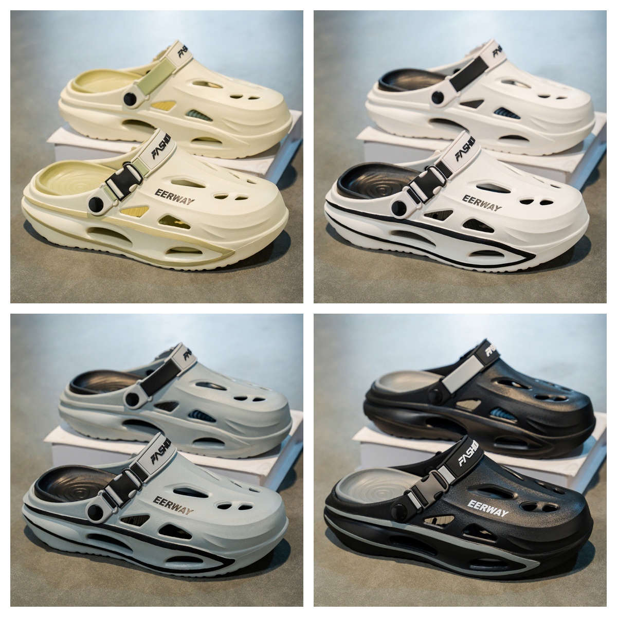 Free shipping Mens Openwork Slippers Designer Slippers Thick Soft-Soled Beach Sandals Non-Slip High-Quality New-Style Slippers