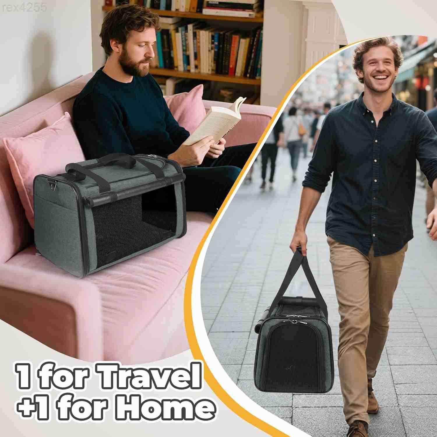 25 lbs Lightproof Soft Sided Pet Carrier for Large Cat Small Dog Airline Approved Travel Puppy Carrier with Side Pockets Reflective Mesh Foldable Port