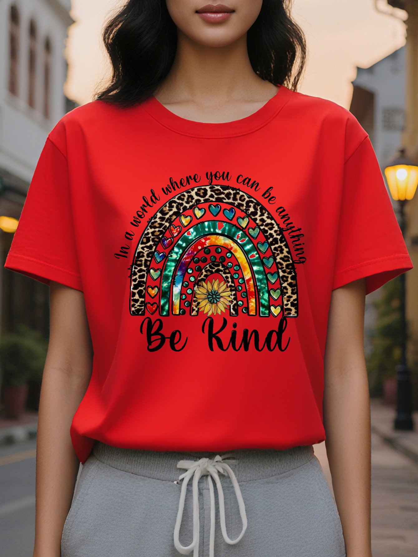 Ladies White Be Kind Sleeve T-Shirt Inspirational Quote Autumn and Winter Daily Casual Formal Wear Dual Purpose