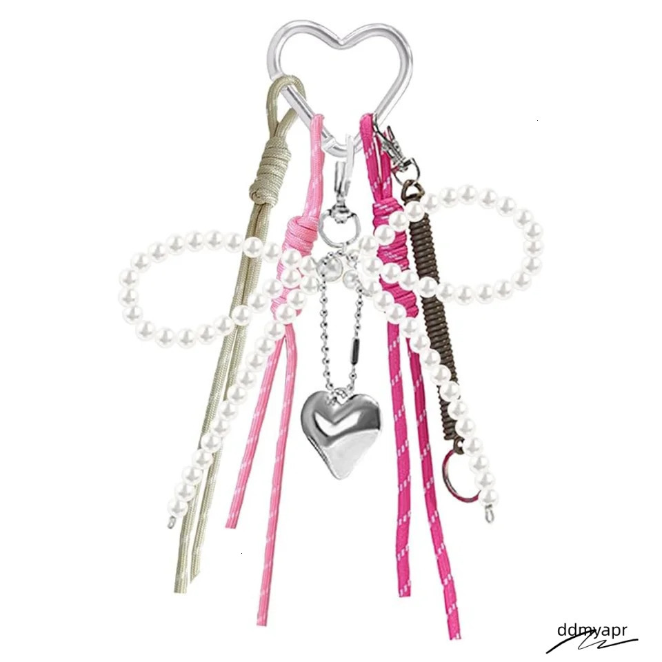 Cute Rope Ddmyday Pearl Bow Charms Handbags Y2k Keychain Accessories For Women Bag Purse Decor 250122 Ddmyday