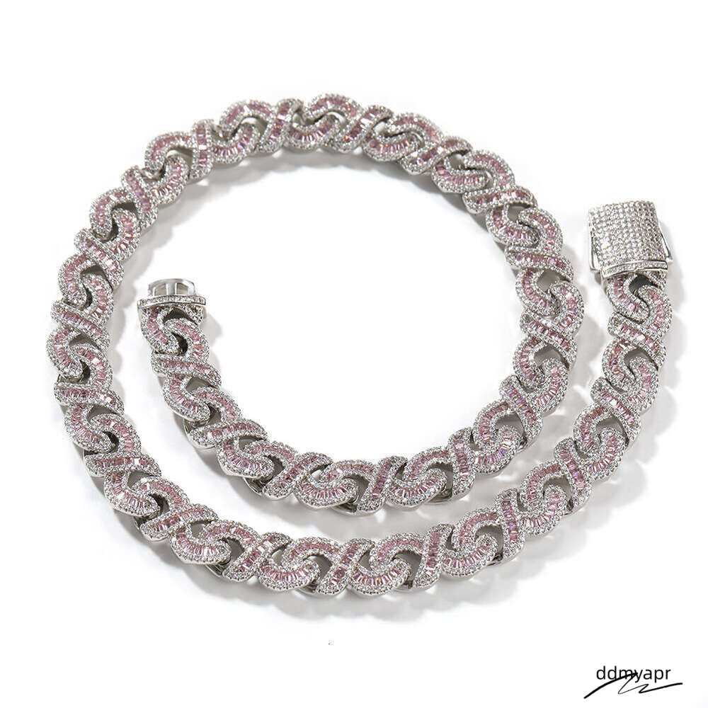 Ice Cold Ddmyday Stick Long Fork Set Unlimited Chain Black Pink Square Zircon Gold-Plated Cuban Necklace Men's Jewelry Ddmyday