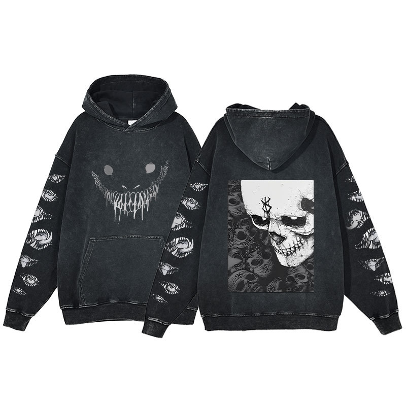 Berserk Hoodie Printed Harajuku Style Washed Hooded Sweatshirt Men's - VT2744