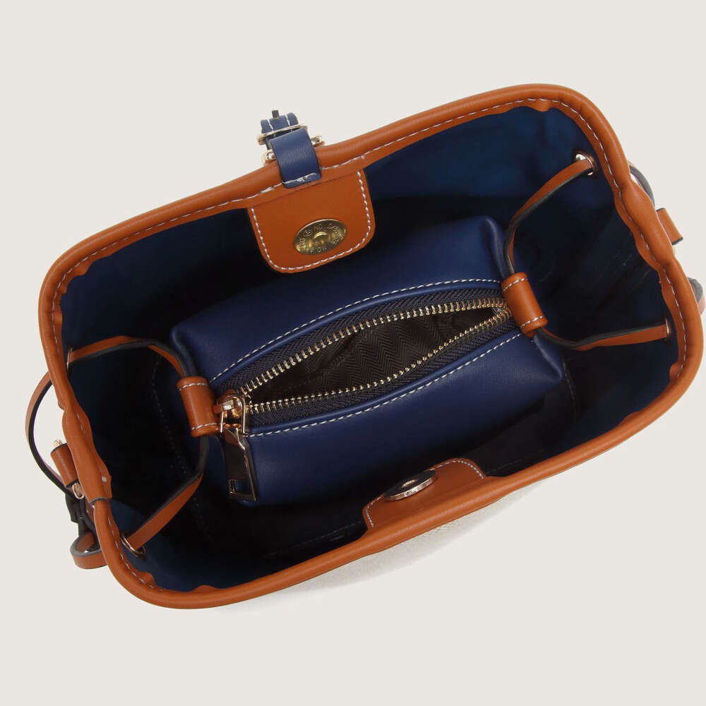 2025 Summer New Patchwork Bucket Bag Women's Cross Border Trend Large Capacity Fashion Chain Single Shoulder Crossbody Bag Blue