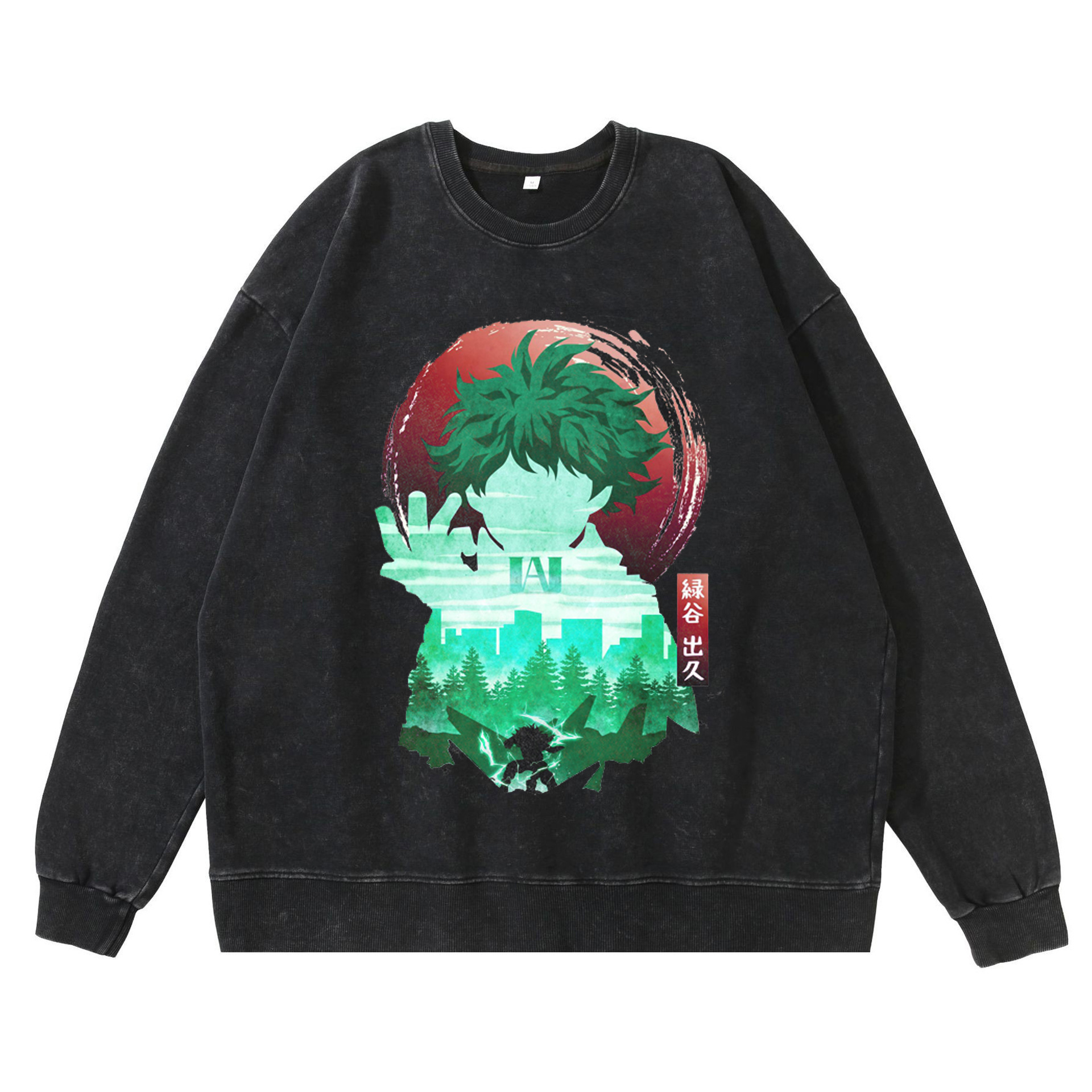New Washed Vintage Dark-Tone My Hero Academia Anime Print Street Retro Hoodie Streetwear Hoodie - TT8080