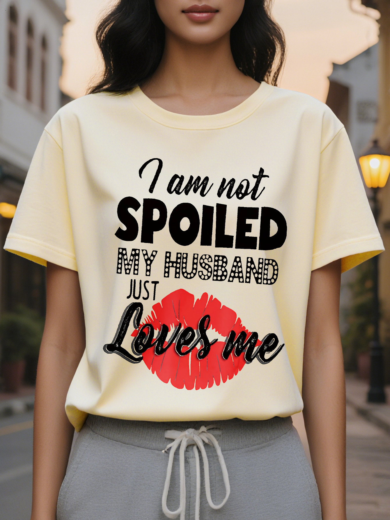 Large XL Vibrant Alphabets Crew Neck T-Shirt Soft Mid Elasticity Cotton Fabric Hand Washable Regular Length Casual Short Plus Size